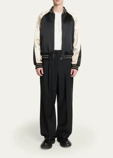 Givenchy Men's Satin Rhinestone-Logo Bomber Jacket | Thumbnail 2