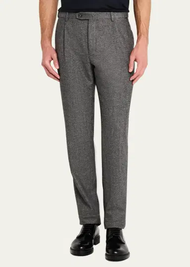Brioni Men's Wool Flannel Trousers | Thumbnail 4