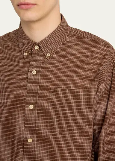The Row Men's Pompeo Cotton Check Sport Shirt | Thumbnail 5