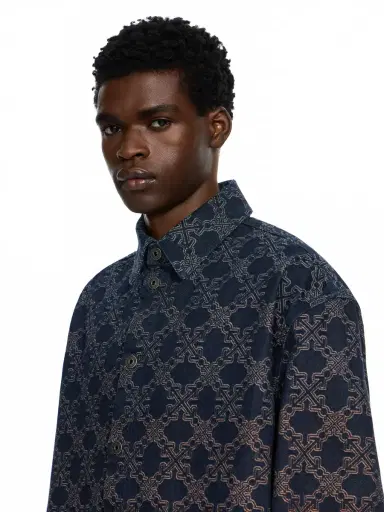 Off-White Arrow Monogram Degradé Jacquard Denim Overshirt | Thumbnail 5