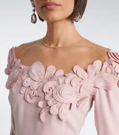 Costarellos Zurina embellished floral-appliqué crêpe gown | Thumbnail 6