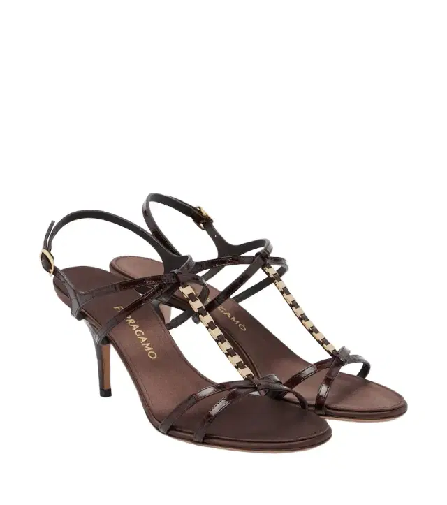 Ferragamo Tiane croc-effect embellished leather sandals