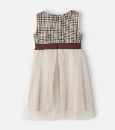 Monnalisa Sequined houndstooth paneled tulle dress | Thumbnail 2 Monnalisa Sequined houndstooth paneled tulle dress | Thumbnail 2