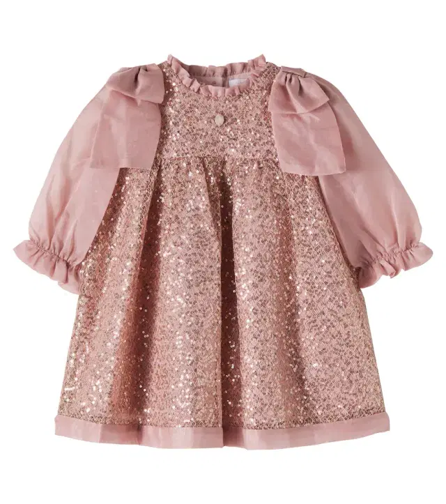 Patachou Baby bow-detail sequined dress