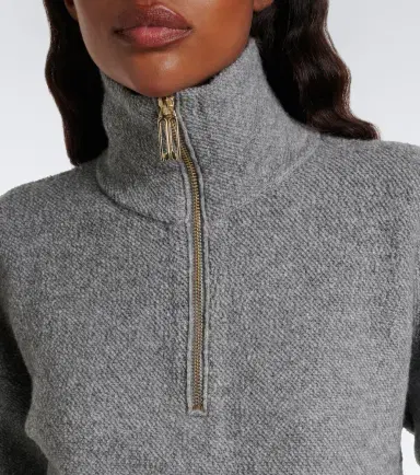 Victoria Beckham Wool and cashmere half-zip sweater | Thumbnail 4