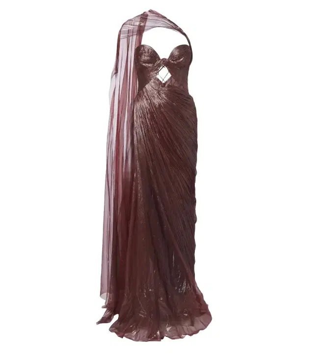 Maria Lucia Hohan Zephyra scarf-detail silk bustier gown