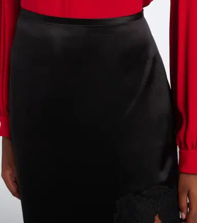Valentino Lace-trimmed silk crêpe satin midi skirt | Thumbnail 2