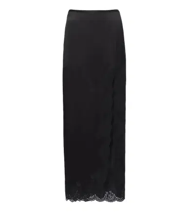 Valentino Lace-trimmed silk crêpe satin midi skirt | Thumbnail 1