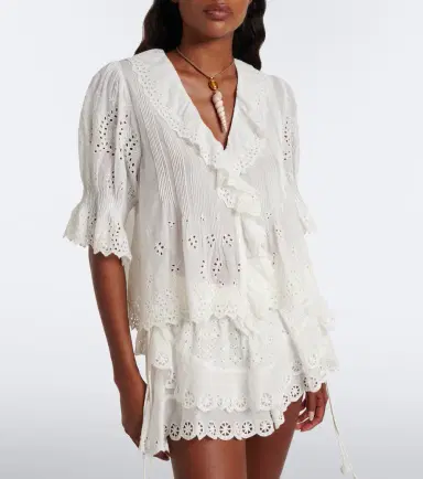 DÔEN Dôen Henri broderie anglaise ruffled cotton blouse | Thumbnail 2 DÔEN Dôen Henri broderie anglaise ruffled cotton blouse | Thumbnail 2