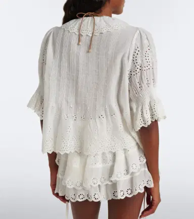 DÔEN Dôen Henri broderie anglaise ruffled cotton blouse | Thumbnail 4 DÔEN Dôen Henri broderie anglaise ruffled cotton blouse | Thumbnail 4