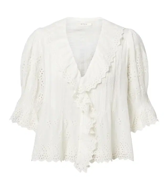 DÔEN Dôen Henri broderie anglaise ruffled cotton blouse