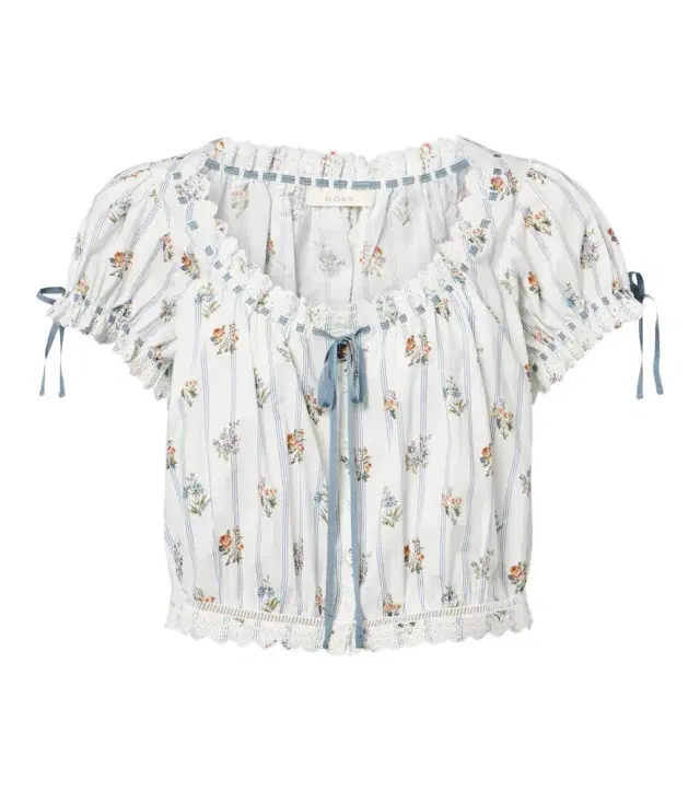 DÔEN Dôen Nera embroidered printed cotton top