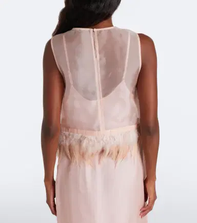 Staud Avi feather-trimmed silk top | Thumbnail 4 Staud Avi feather-trimmed silk top | Thumbnail 4