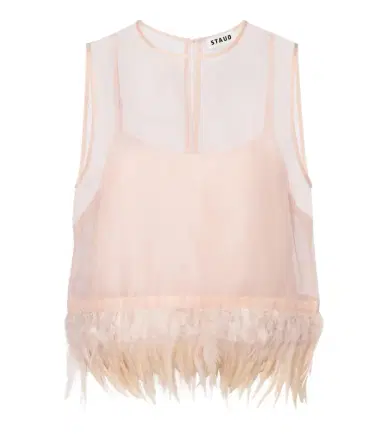 Staud Avi feather-trimmed silk top | Thumbnail 1 Staud Avi feather-trimmed silk top | Thumbnail 1