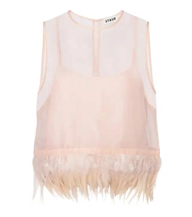 Staud Avi feather-trimmed silk top