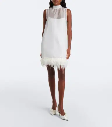 Staud Albee feather-trimmed silk minidress | Thumbnail 2 Staud Albee feather-trimmed silk minidress | Thumbnail 2