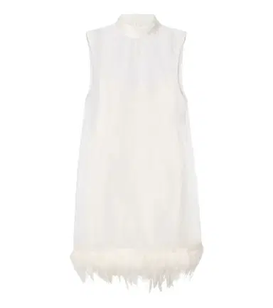 Staud Albee feather-trimmed silk minidress | Thumbnail 1 Staud Albee feather-trimmed silk minidress | Thumbnail 1