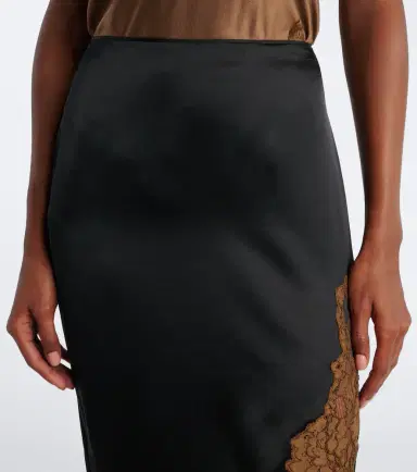 Dorothee Schumacher Shiny Statement lace-trimmed satin midi skirt | Thumbnail 5