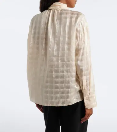 Dorothee Schumacher Airy Check tie-neck cotton and silk blouse | Thumbnail 2