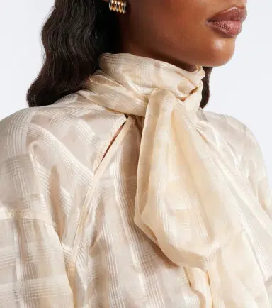 Dorothee Schumacher Airy Check tie-neck cotton and silk blouse | Thumbnail 3