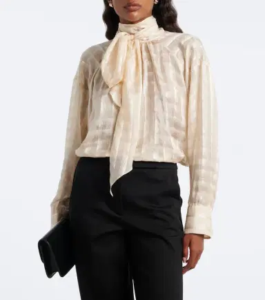 Dorothee Schumacher Airy Check tie-neck cotton and silk blouse | Thumbnail 4