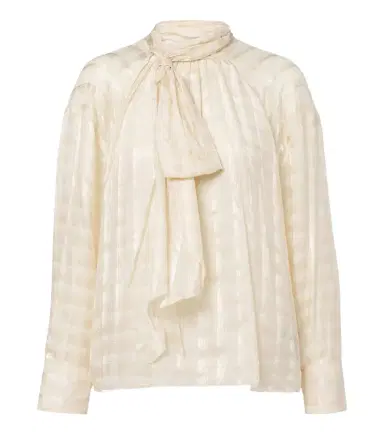 Dorothee Schumacher Airy Check tie-neck cotton and silk blouse | Thumbnail 1