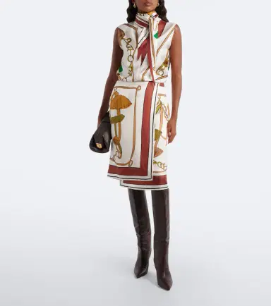 Dorothee Schumacher Cosmic Funghi printed tie-neck silk twill top | Thumbnail 3