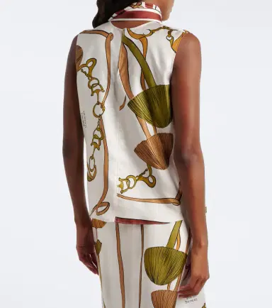 Dorothee Schumacher Cosmic Funghi printed tie-neck silk twill top | Thumbnail 5