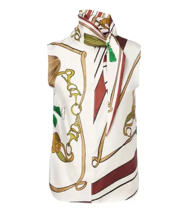 Dorothee Schumacher Cosmic Funghi printed tie-neck silk twill top | Thumbnail 1