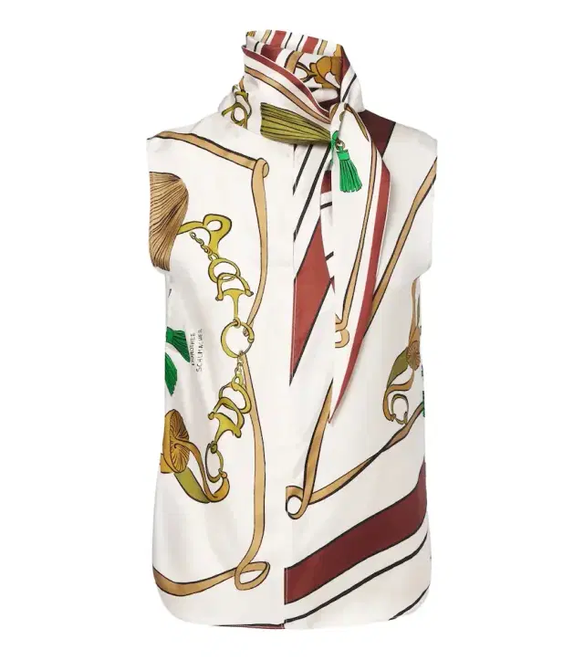 Dorothee Schumacher Cosmic Funghi printed tie-neck silk twill top