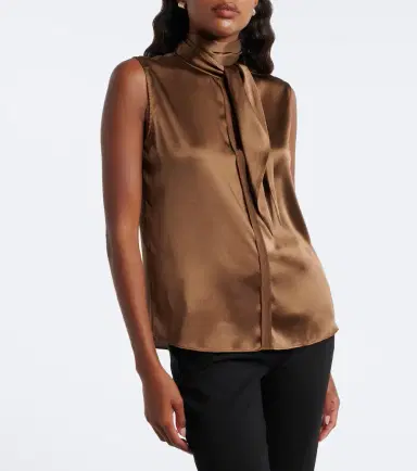 Dorothee Schumacher Sense of Shine tie-neck silk-blend satin top | Thumbnail 5