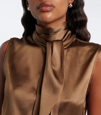 Dorothee Schumacher Sense of Shine tie-neck silk-blend satin top | Thumbnail 6