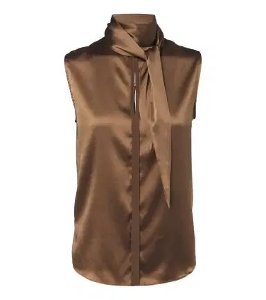 Dorothee Schumacher Sense of Shine tie-neck silk-blend satin top | Thumbnail 1