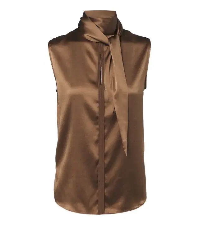 Dorothee Schumacher Sense of Shine tie-neck silk-blend satin top