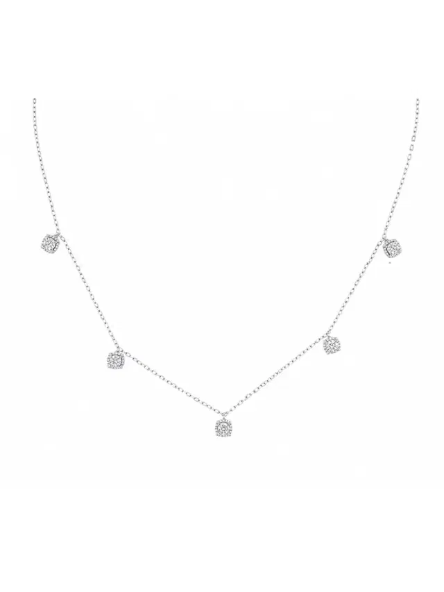 Wish Fine Jewelry 0.70ct Diamond 18K Gold Illusion Stationed Drop Necklace