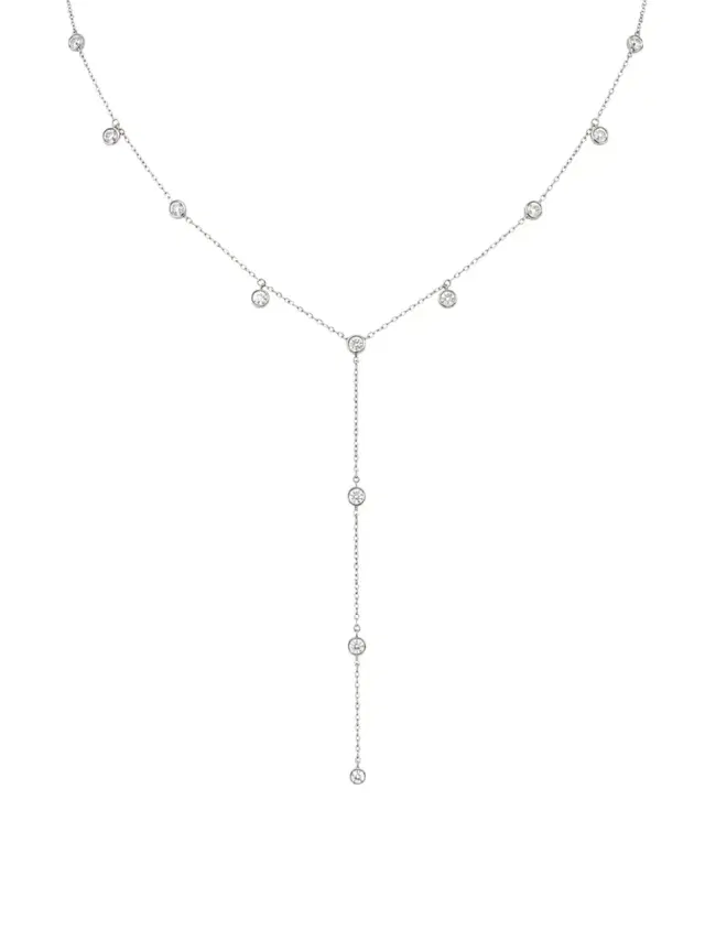 Wish Fine Jewelry 1.00ct Diamond 18K Gold Bezel Lariat Necklace