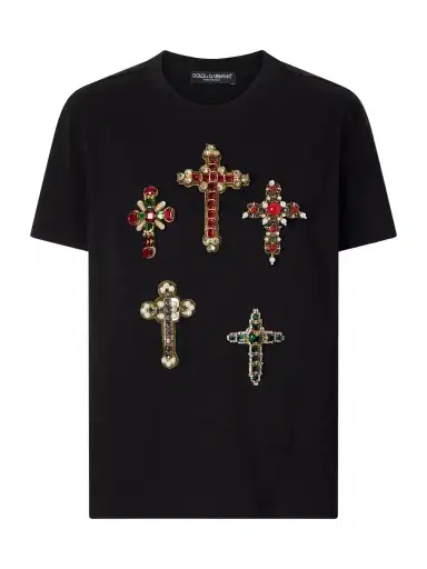 Dolce & Gabbana Embellished Cotton-jersey T-shirt | Thumbnail 1 Dolce & Gabbana Embellished Cotton-jersey T-shirt | Thumbnail 1