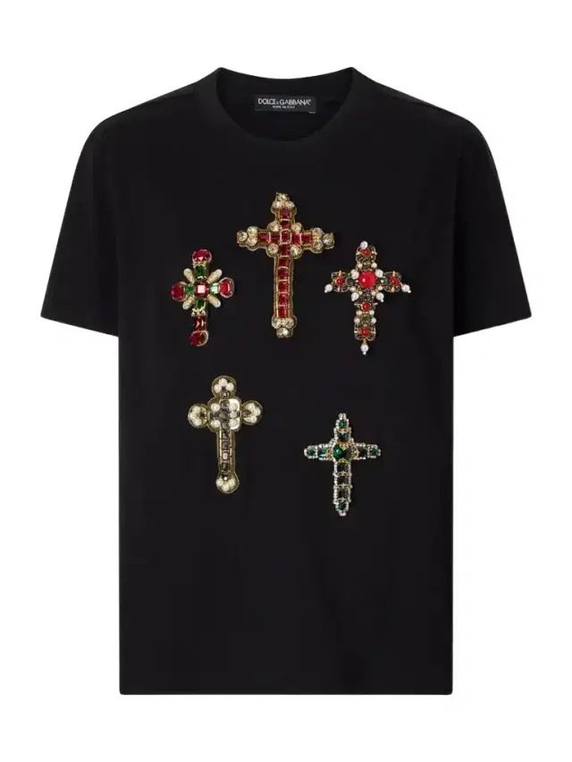 Embellished Cotton-jersey T-shirt