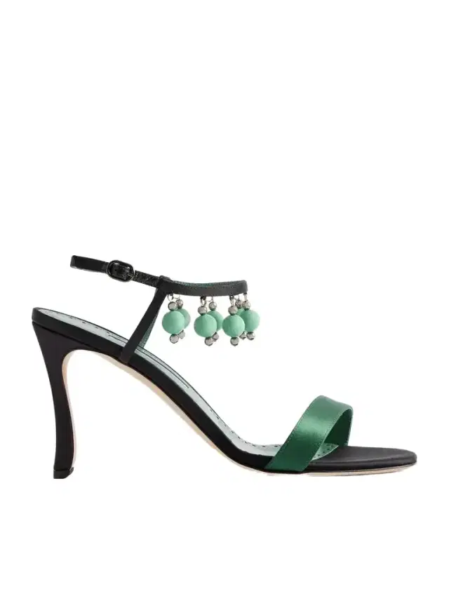 Manolo Blahnik Kasasan 90 Bead-embellished Satin Sandals