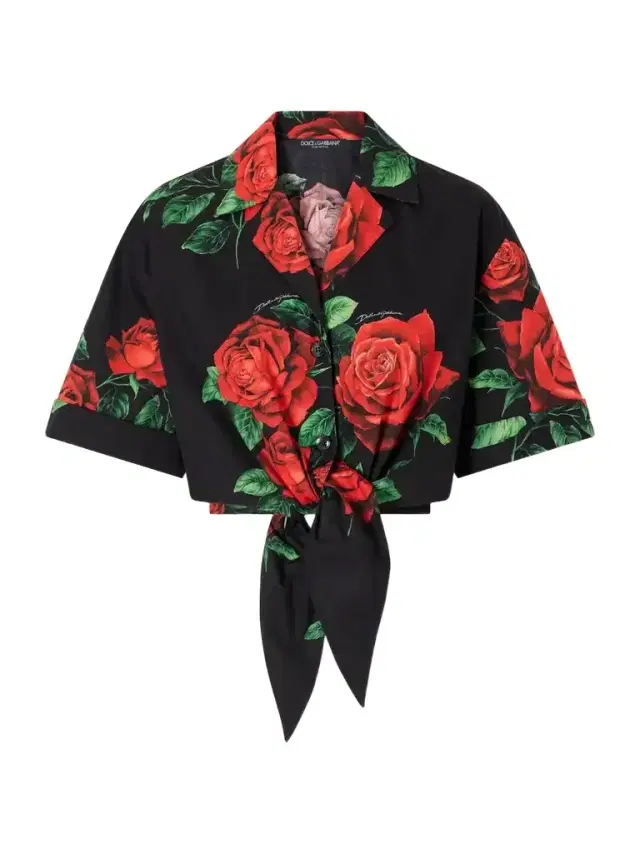 Tie-detailed Floral-printed Cotton-poplin Cropped Shirt