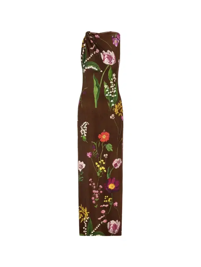 Oscar de la Renta Mixed Botanical Milano Jersey Dress