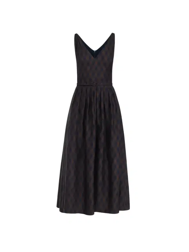 Oscar de la Renta Argyle Silk Twill Dress