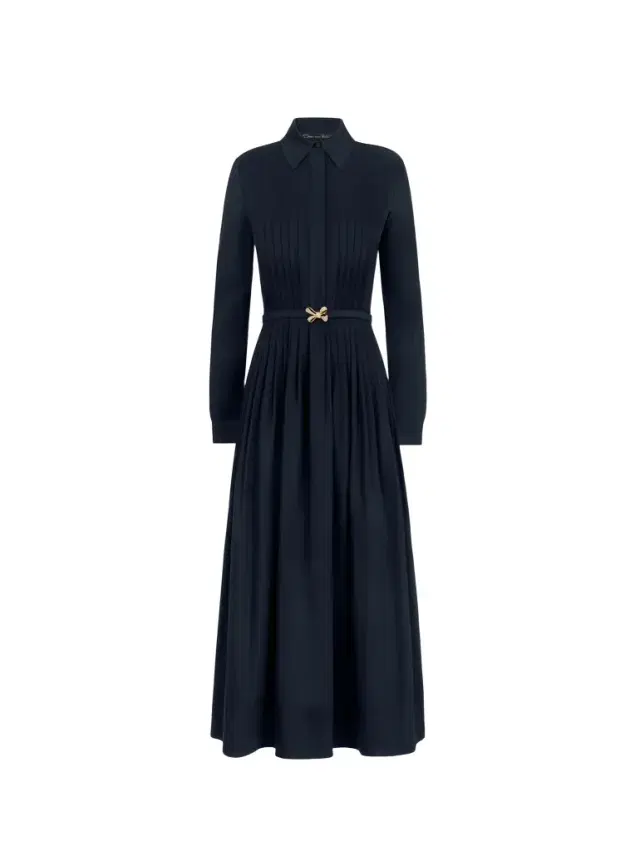 Oscar de la Renta Bow Belt Cotton Stretch Twill Dress