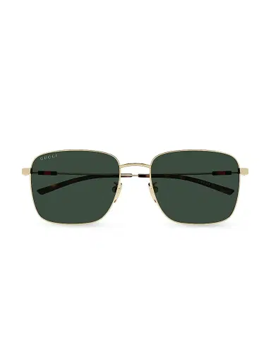 Gucci Men's Light Details 58MM Pilot Sunglasses - Gold Green | Thumbnail 2
