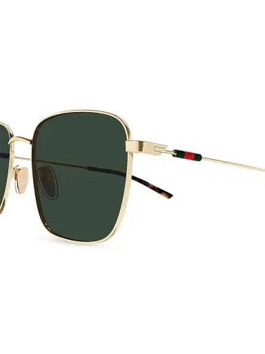 Gucci Men's Light Details 58MM Pilot Sunglasses - Gold Green | Thumbnail 3