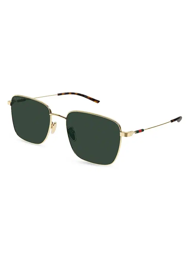 Gucci Men's Light Details 58MM Pilot Sunglasses - Gold Green