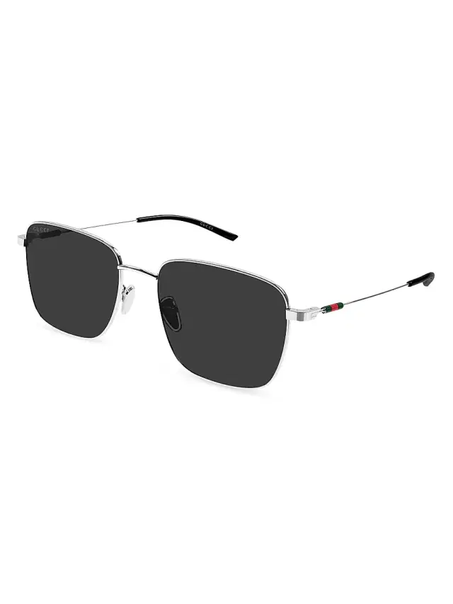 Gucci Men's Light Details 58MM Pilot Sunglasses - Silver Black