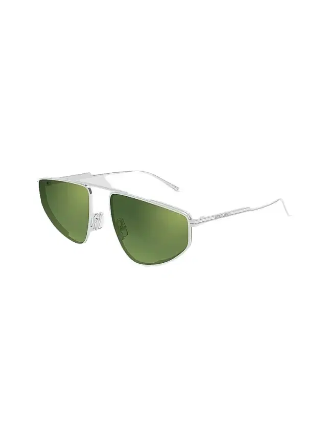 Men's Light Ribbon 59MM Geometric Sunglasses - Silver Green