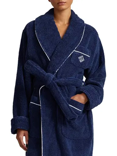 Polo Ralph Lauren Women's Essentials Cotton Robe - Navy | Thumbnail 5