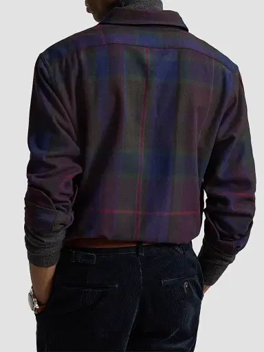 Polo Ralph Lauren Men's Classic-Fit Plaid Twill Workshirt - Wine Royal Multi - Size XXL | Thumbnail 3 Polo Ralph Lauren Men's Classic-Fit Plaid Twill Workshirt - Wine Royal Multi - Size XXL | Thumbnail 3